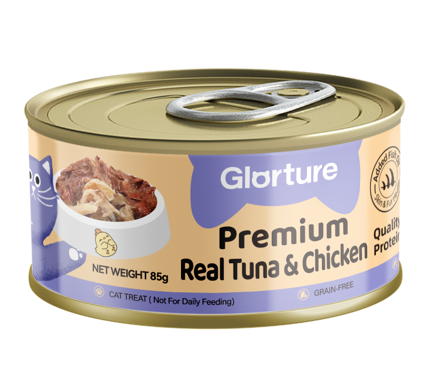 PREMIUM CAT FOOD TUNA CANNED -PREMIUM CAT FOOD TUNA CANNED  REAL TUNA & CHICKEN RECIPE